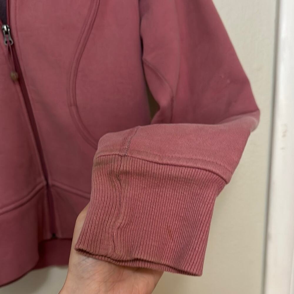 Lululemon Athletica Pink Zip-Up Jacket Cotton Stretch THICK Raspberry Cream - Picture 5 of 7